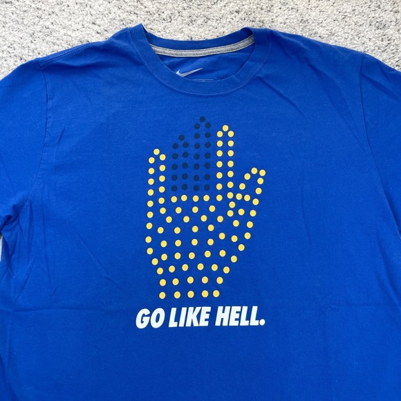 Nike Other - Nike T-Shirt Mens Large Go Like Hell Graphic Tee Horns Running Blue Short Sleeve